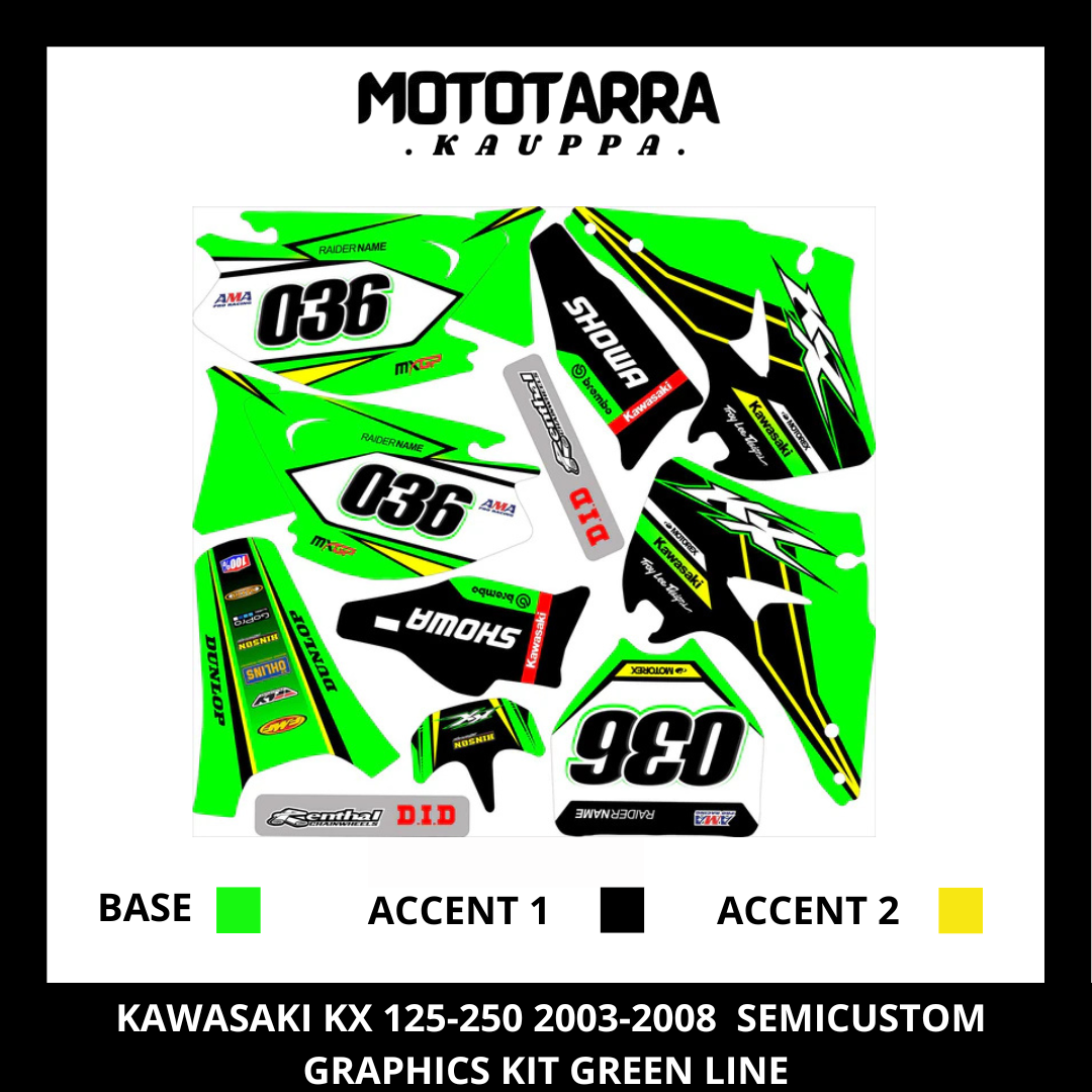 Kawasaki KX 125-250 2003-2008 green Graphic kit