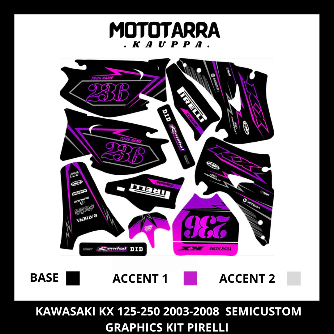 Kawasaki KX 125-250 2003-2008 Violeta Kit De Adhesivos