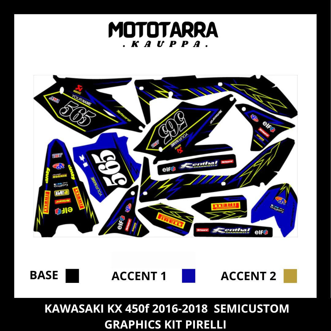 Kawasaki KX 450f 2016-2018 Azul Kit De Adhesivos