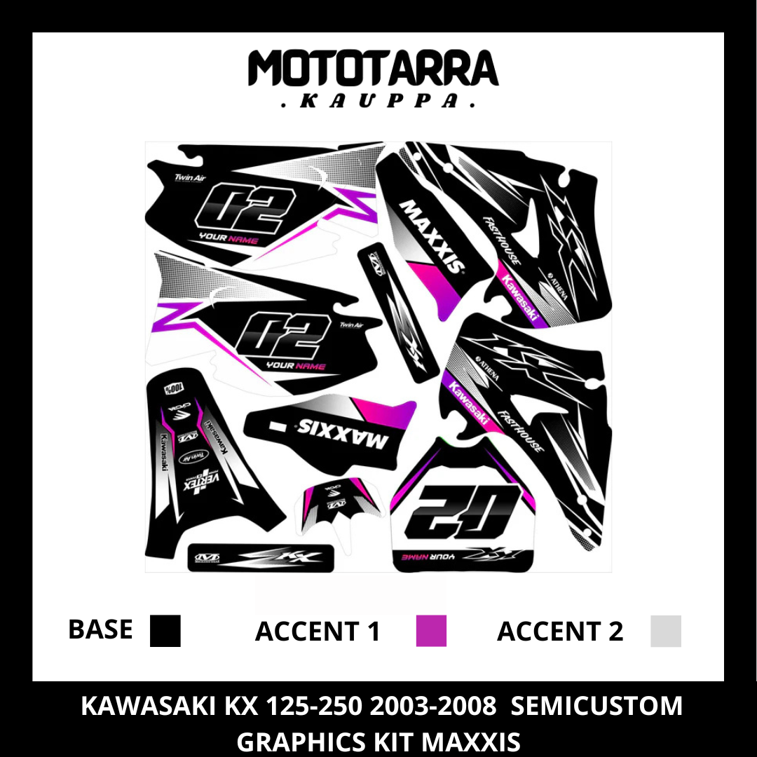 Kawasaki KX 125-250 2003-2008 Negro Kit De Adhesivos