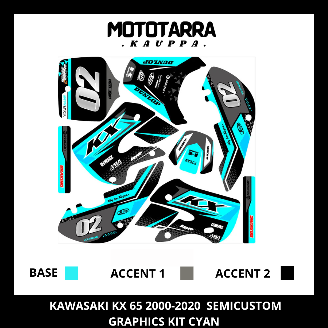 Kawasaki KX 65 2000-2020 Cian Kit De Adhesivos