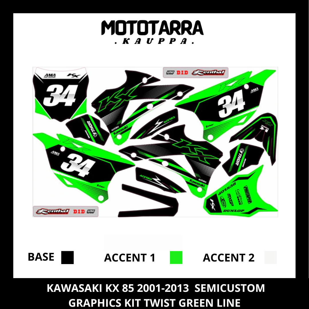  Kawasaki KX 85 2014-2021 Verde Kit De Adhesivos