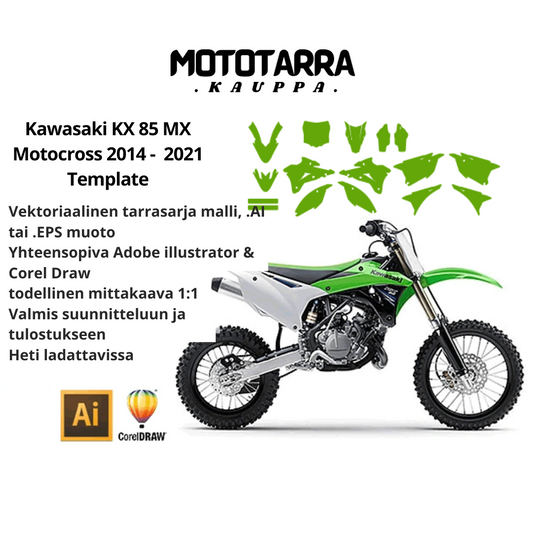 Kawasaki KX 85 MX Motocross 2014 2015 2016 2017 2018 2019 2020 2021 Graphics Template