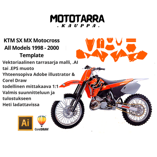 KTM SX MX Motocross All Models 1998 1999 2000 Graphics Template