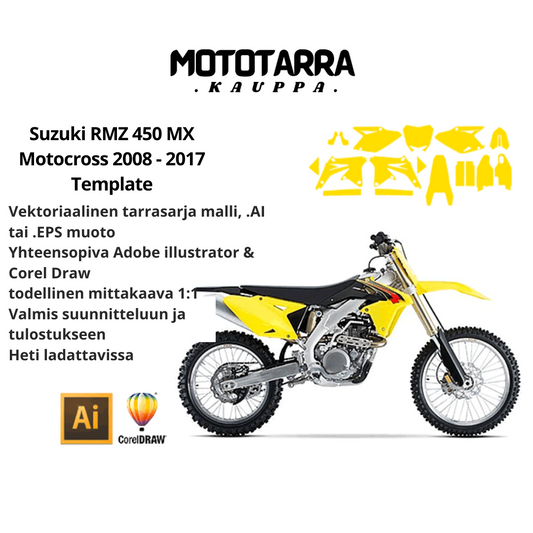 Suzuki RMZ 450 MX Motocross 2008 2009 2010 2011 2012 2013 2014 2015 2016 2017 Graphics Template